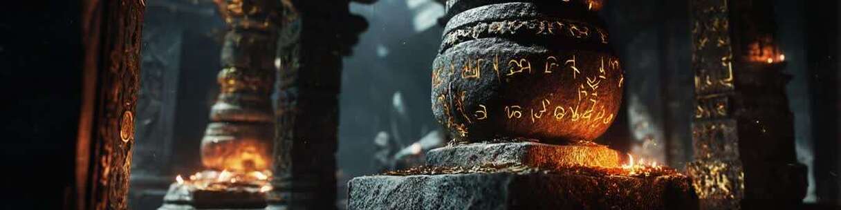 神秘古迹中的古老石柱场景