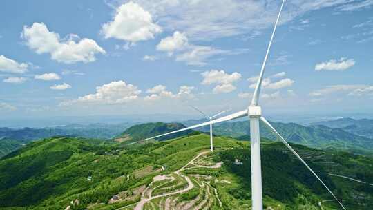 绿色新能源风力发电航拍视频素材模板下载