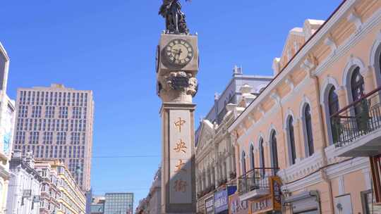 中国黑龙江哈尔滨中央大街城市建筑风景