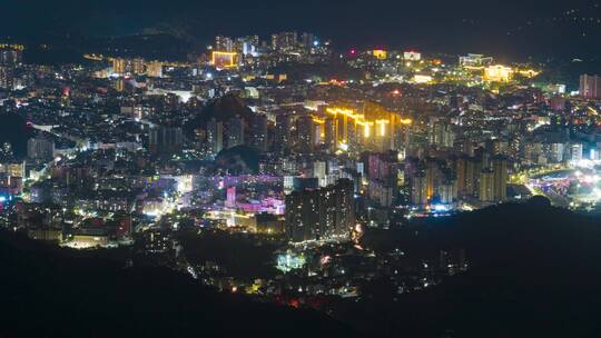 原创4K云浮市区夜景延时街道车流