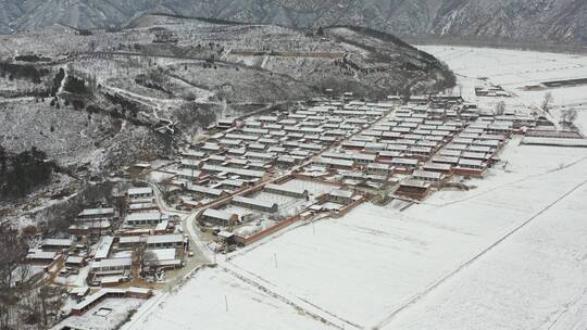 4K航拍北方雪景农村