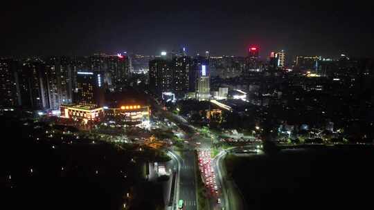 广东佛山城市夜景航拍