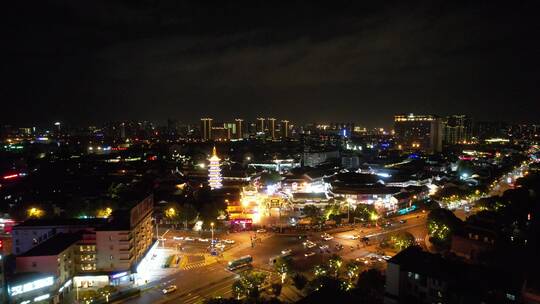 江苏无锡城市夜景灯光航拍