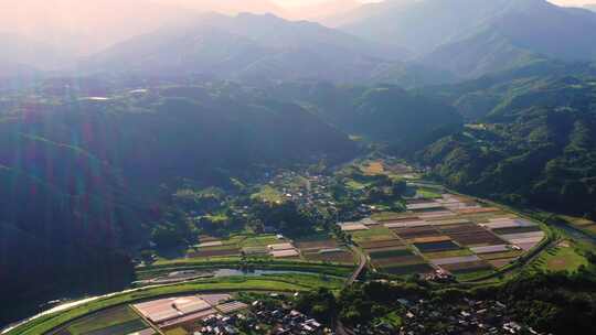 宫崎郊区的人类住区，日本岛，亚洲，航拍