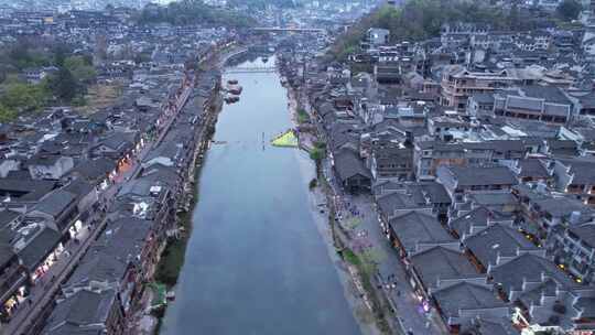 4K湖南湘西凤凰古城古建筑航拍视频