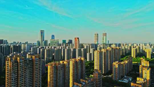 航拍杭州萧山世纪城地标建筑印象城城市风光