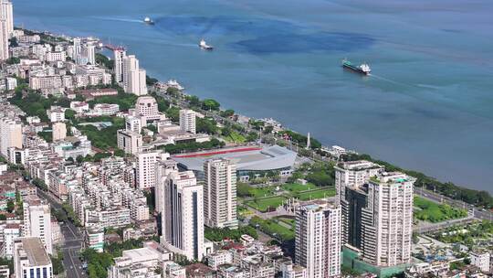 汕头内海湾海滨路老城区航拍