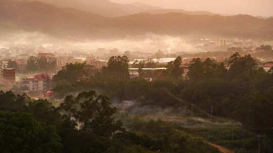 乡村日出农村日落延时阳光山峰夕阳唯美黄昏