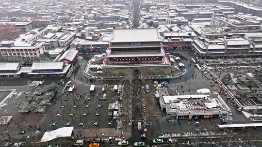 西安鼓楼 回民街雪景