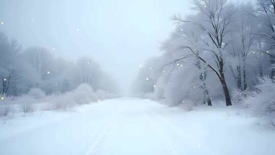 冬日白雪风景4k舞台粒子活动背景