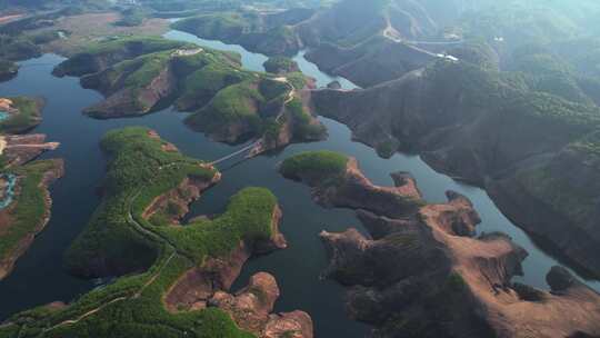 航拍湖南郴州旅游高椅岭丹霞地貌