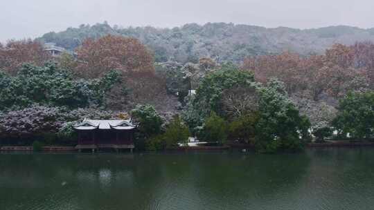 杭州西湖孤山雪景