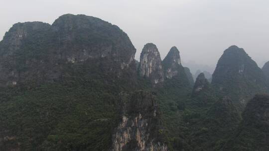 航拍广西桂林哈色特地貌山峰