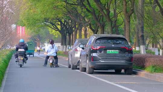 城市马路公路汽车车辆行驶车流斑马线人行道