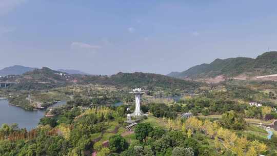 四川达州莲花湖湿地公园航拍