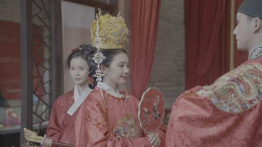 古装男女互动汉服场景