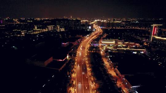 城市道路夜景航拍