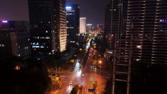 城市夜景街道车流道路亮化上升