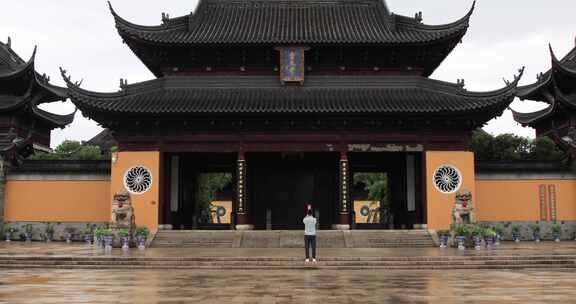 苏州重元寺古建筑 雨天雨景