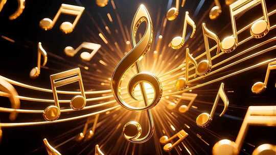 360度循环金色音符4K
