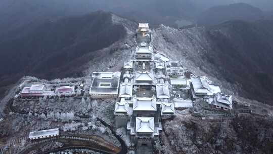 湖北随州大洪山冬季雪景航拍