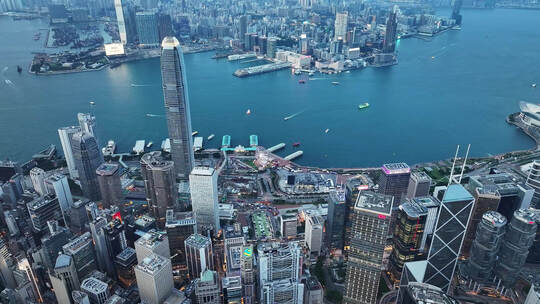 航拍香港维多利亚港夜景