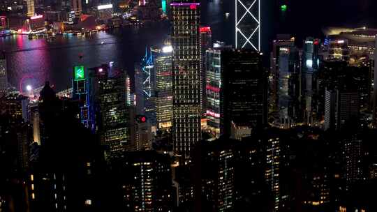 香港 维多利亚港夜景航拍