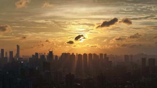 深圳南山前海片区的落日余晖空镜