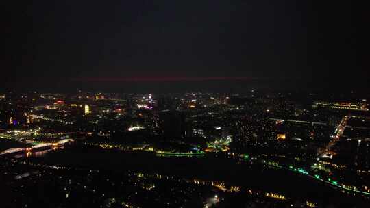 河南漯河城市大景夜景灯光航拍