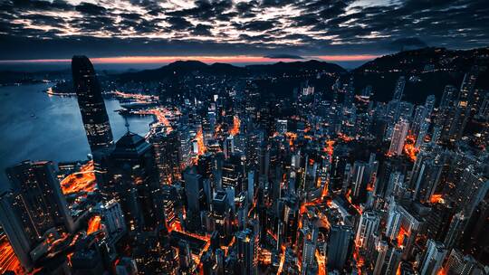 4K-香港夜景航拍合集高清在线视频素材下载