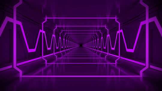 紫色数字霓虹灯隧道4K