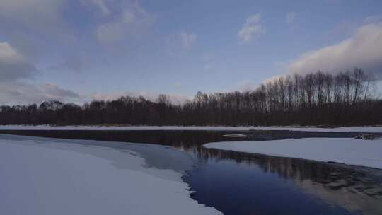 4K唯美湖面 冬季湖面延时