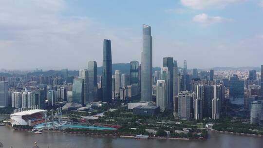 4k航拍广州珠江新城建筑群视频素材模板下载
