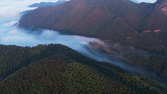 山间云海日出航拍景观 永康历山日落云海