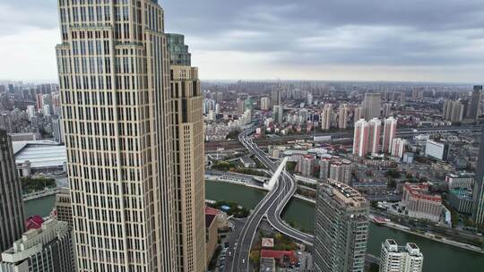 天津海河风景津湾赤峰桥城市风光航拍