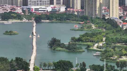 晋江安平桥旅游景区航拍视频素材模板下载