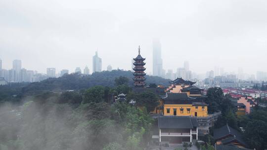 南京市古鸡鸣寺航拍风光