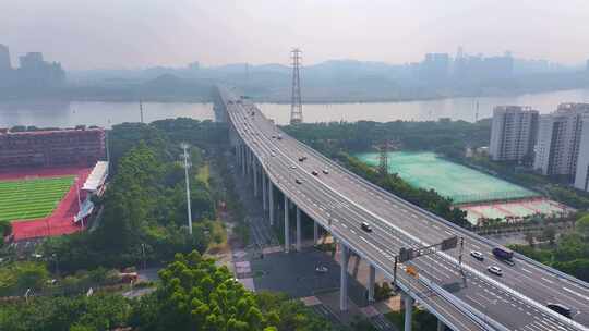 广州大学城航拍校园广东广州番禺区城市风景