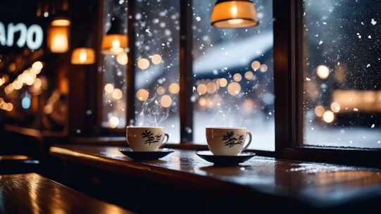 温馨的午后咖啡馆 雨后安静的咖啡馆氛围