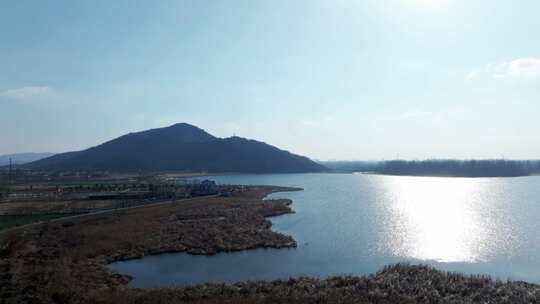 航拍钱塘江观音寺视频素材模板下载