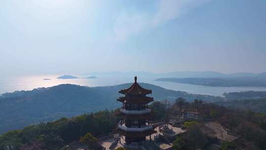 江苏省无锡太湖鼋头渚风景区航拍风景区国家