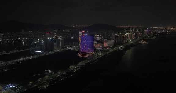 厦门海沧文广集团大厦海沧大道泰地夜景航拍