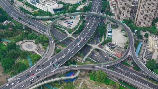 福州城市立交桥公路交通俯瞰车流
