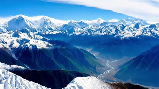 雪山山脉自然风光大气航拍