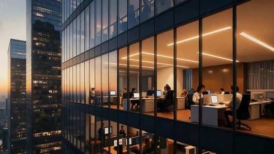 现代写字楼内办公场景