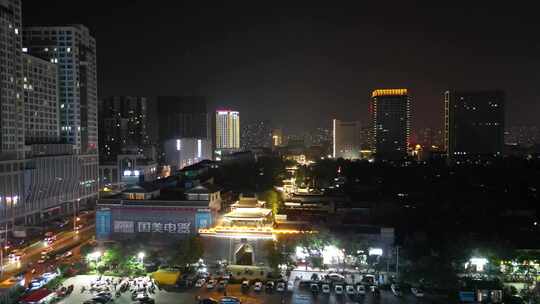 河北邯郸城市夜景灯光交通航拍 