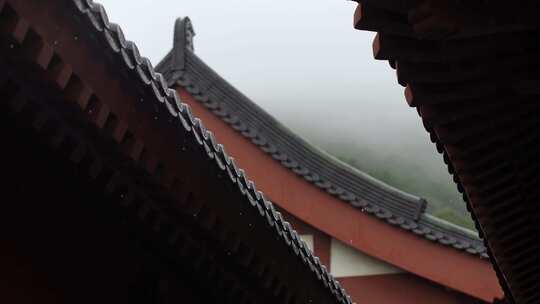 古建筑屋檐下雨空镜头大雨小雨雨季谷雨惊蛰