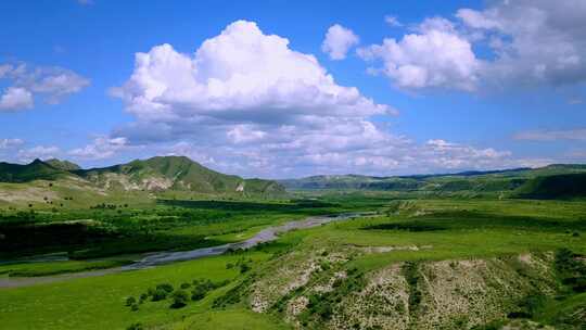 内蒙古蓝天白云草原河流
