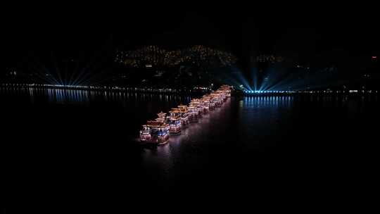 潮州夜景航拍广济桥