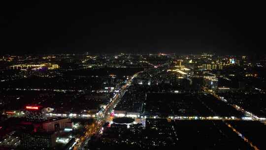 河南商丘城市大景夜景灯光航拍